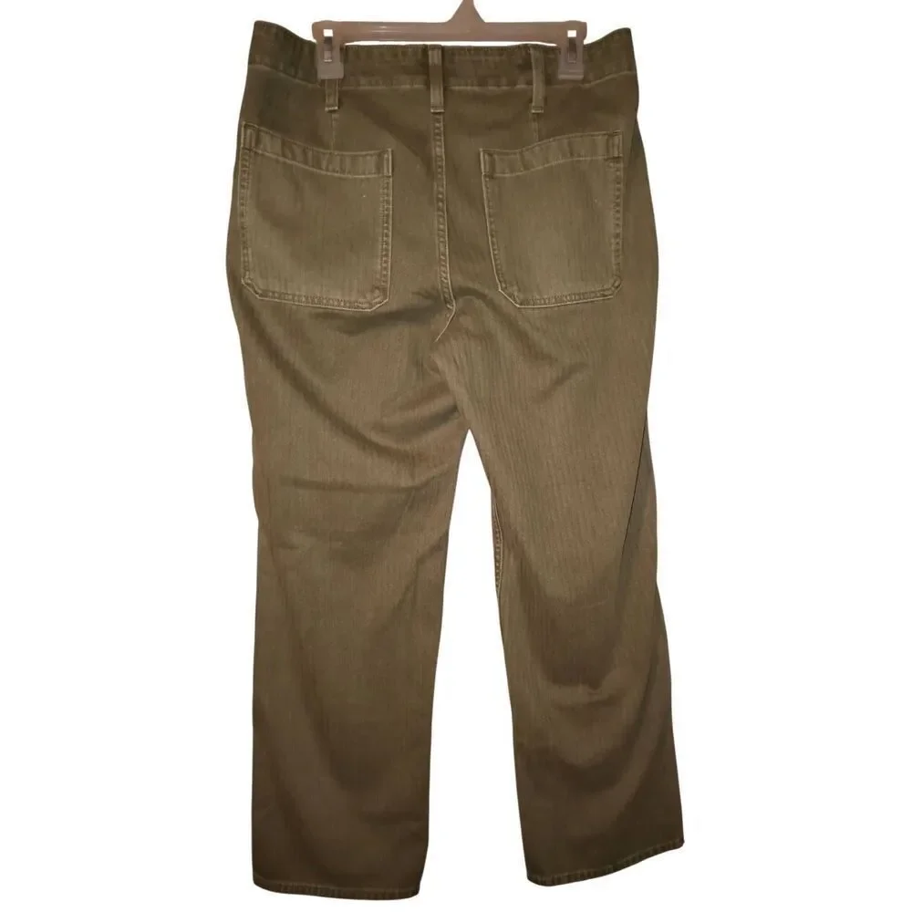 Y2K Old Navy Men's 32 x 30 90's Loose Green herringbone front porkchop pockets b